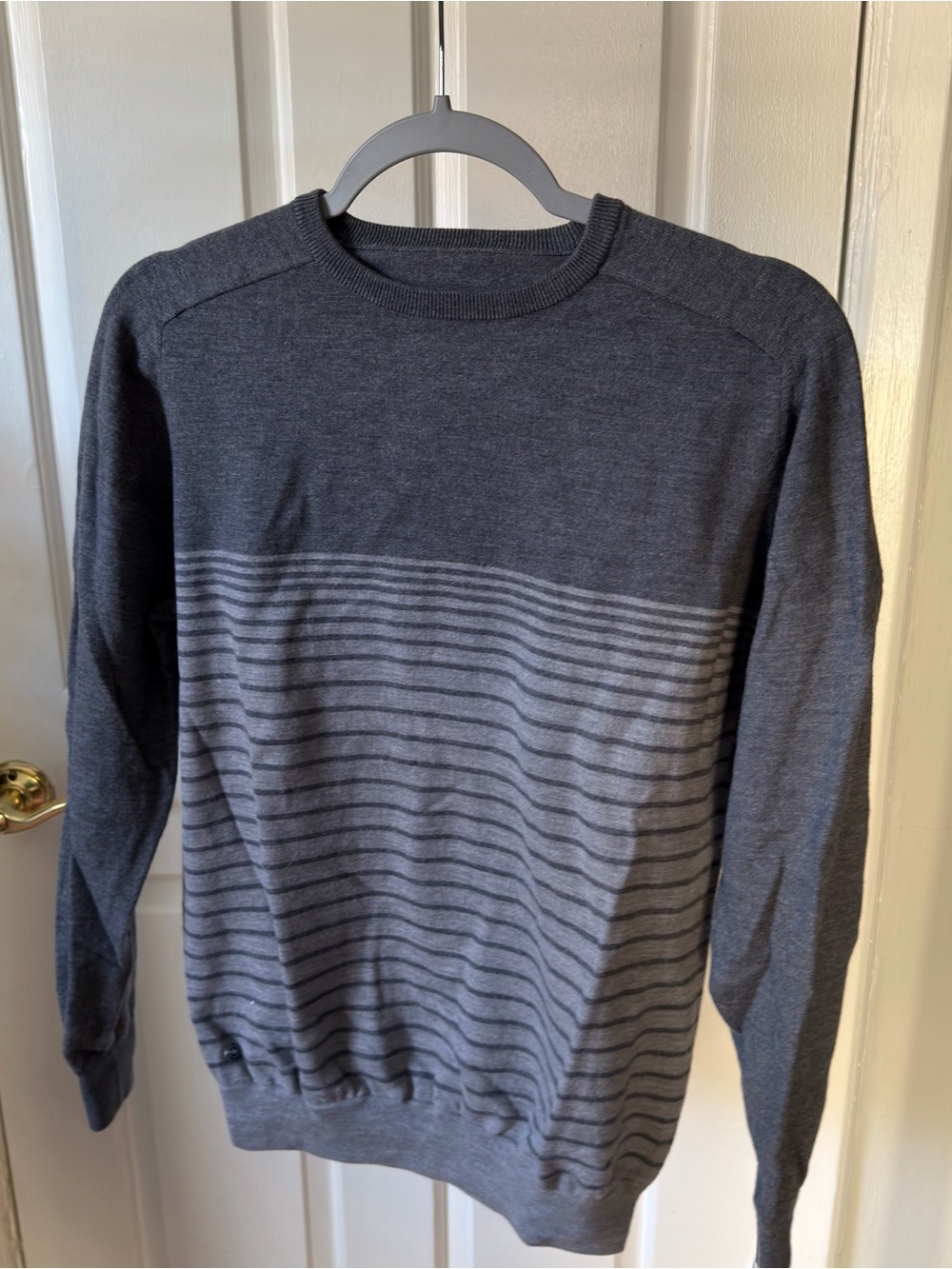 Peter Millar Men's Merino Wool Crewneck Stripe Sweater - Dark Gray